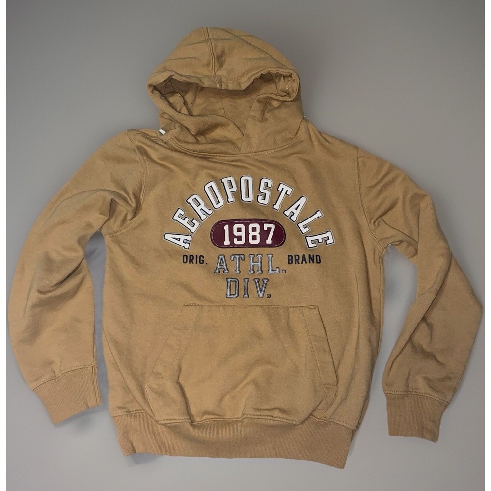 Aeropostale Kids Hoodie Size Small 8 Tan Spell Out Aero Youth Preppy